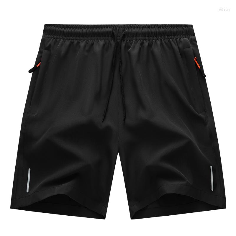 Shorts Masculino M-8XL Tamanho Grande Esportes Casuais Calças de Cinco Quartos Praia Faixa Refletiva Cor Sólida