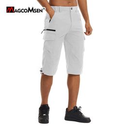 Heren shorts magcomsen Bermuda Cargo Shorts mannen zomer lichtgewicht snel droge waterdichte buitenthorts voor wandelen vissen casual werk shorts z0216