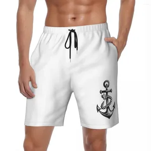 Pantalones cortos para hombre, tabla para hombre, ancla, bañadores de playa informales a la moda, estampado 3D, secado rápido, deportes, Fitness, pantalones cortos de talla grande