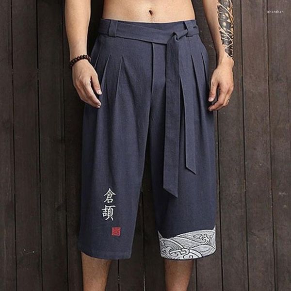 Shorts pour hommes Pantalons de yoga de style japonais Pantalons courts en lin Kimono japonais Traditionnel Hommes Vêtements asiatiques Pantalon de bain Casual Loose