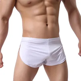 Short homme culottes sous-vêtements boxeurs respirant hommes Boxer pyjamas côté fendu caleçons Cueca Homem vêtements de nuit