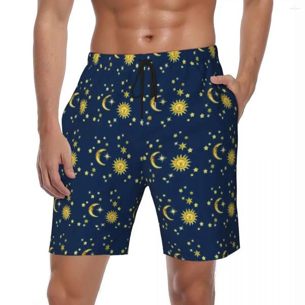 Shorts pour hommes Hommes Board Gold Star Print Y2K Rétro Beach Trunks Sun Moon Séchage rapide Sports Pantalons courts de grande taille