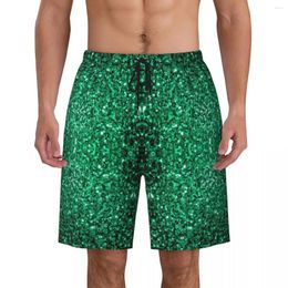 Shorts pour hommes Hommes Board Green Sparkle Glitter Classic Beach Trunks Glimmer Print Pantalon court de surf respirant