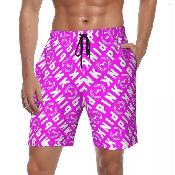 Pantalones cortos para hombres Tablero para hombres Logotipo rosa Troncos de playa casuales Moda fresca Transpirable Deportes Fitness Alta calidad Tallas grandes