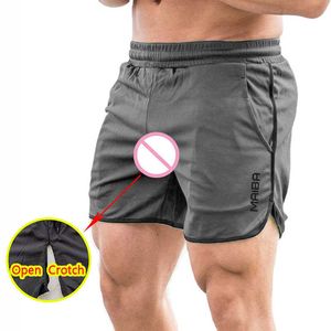 Pantalones cortos de hombre Hombre Pantalones de entrepierna abierta Sexy Agujero abierto Deporte Pantalones cortos Sin entrepierna Doble cremallera Fly Casual Fiesta gay Sexo al aire libre Come Breath Z0216