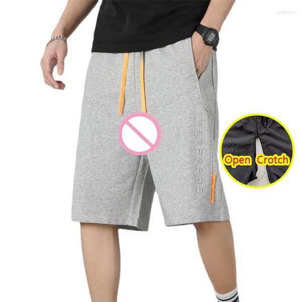 Shorts pour hommes Homme Open Crotch Sweatshorts Sexy Baggy Panties Crotchless Hip Hop Outdoor Sex Gay Loose Jogger Cotton Erotic 6XL 7XL 8XL