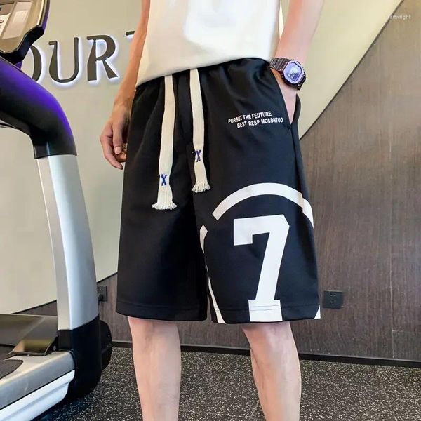 Shorts pour hommes Homme Pantalons courts Sports de basket-ball imprimés pour hommes Cordon de serrage Style coréen en vrac Cortos avec offres Y2K