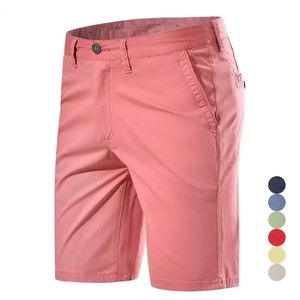 Heren shorts man Summer katoen midden taille mannelijke casual zakenmensen geprinte strand stretch chino klassiek fit short homme 230130