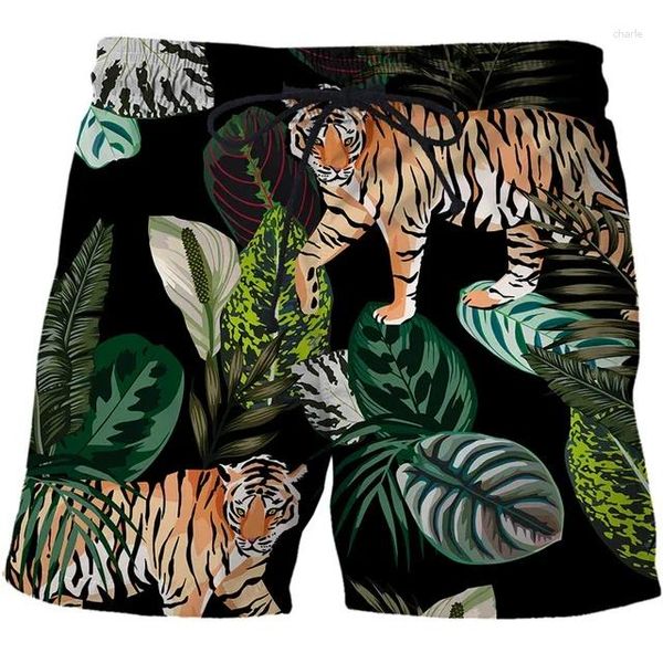 Pantalones cortos para hombres Hombre Tigre Jirafa Natación Animal Abstracción Moda Casual Hombres Ropa Troncos Verano Impresión 3D