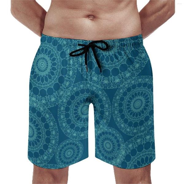 Pantalones cortos para hombre Mandala Boho Print Gym Verano Retro Floral Playa Pantalones cortos Surf Secado rápido Troncos personalizados