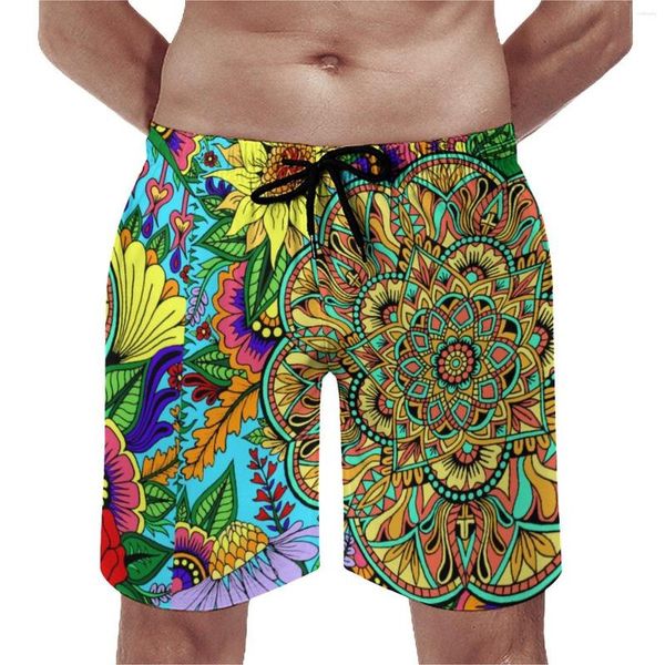 Pantalones cortos para hombre, tablero con diseño de Mandala, estampado de girasol, informal, para playa, patrón masculino, deportes, Fitness, bañadores de secado rápido, Idea de regalo