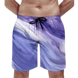 Heren shorts marmeren printbord zomer waterverfstroom abstracte klassieke korte broek sportkleding