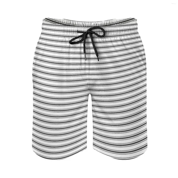 Short de sport pour hommes, matelas à coutil, motif à rayures étroites, noir foncé, court de plage, de surf, de natation, Boxer de bain