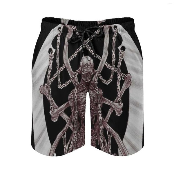 Pantalones cortos para hombres Mega Die Skeleton Full Beach Impresión 3D Tabla de surf suelta Ropa de playa Banda Música