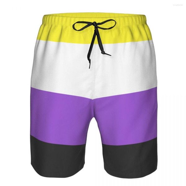 Pantalones cortos para hombre Pantalones cortos de playa para hombre Bandera no binaria Surf Maillot De Bain Sport Board Traje de baño