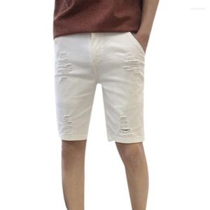 Heren shorts Heren Casual zomer witte denim mannelijke elastische gaten broek tieners cultiveren je moraliteit vrije tijd grote werven