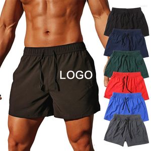 Pantalones cortos de poliéster para hombre, entrenamiento con bolsillo, entrenamiento, correr, culturismo, Vintage, gimnasio, deportes, Fitness informal, logotipo personalizado