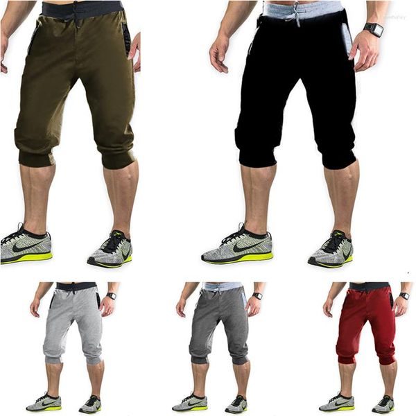 Pantalones cortos de verano para hombre, pantalones cortos transpirables de Color sólido, ajustados, deportivos, informales, elásticos, ropa de calle, M-3XL