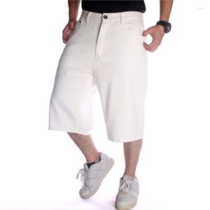 Heren shorts Men Baggy Jeans Summer Hip Hop Straight Skateboard Denim Streetwear Witte man Losse knie lengte Jean broek