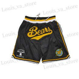 Pantanos cortos masculinos pantalones cortos de baloncesto Bad News Bears cuatro bolsillos cosiendo bordados deportes al aire libre pantalones de playa negros 2023 nuevo T240408
