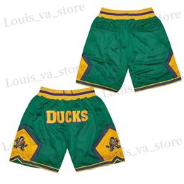 Short masculin short de basket-ball masculin Mighty Ducks of Anaheim Four POCHETS CUDURING broderie sports extérieur Pantalon de plage Grn 2023 Nouveau T240408