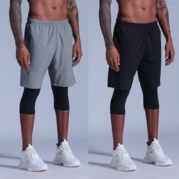 Heren shorts heren basketbal sport runnen 2 in 1 jogging fitness training snel droge sportschool strakke korte broek