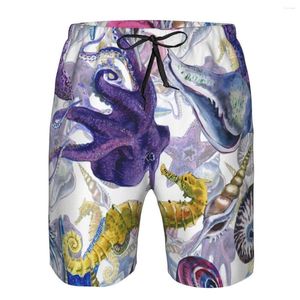 Shorts pour hommes hommes plage court séchage rapide maillot de bain aquarelle coquillage créatures sous-marines maillots de bain maillot de bain bain