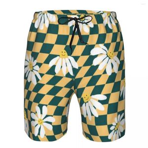 Herenshorts Heren Strandkort Sneldrogend Zwembroek Retro Kamille Golvend Swirl Badmode Badpak Zwemmen