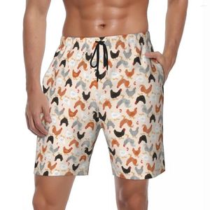 Shorts pour hommes Hommes Board Farm Animal Print Y2K Funny Beach Trunks Mignon Poulets Séchage rapide Sports Plus Taille Pantalon court