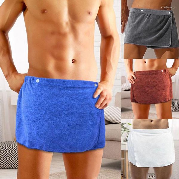 Shorts pour hommes Hommes Boxer Peignoir Wrap Wearable Serviette Sous-vêtements Absorber l'eau Bouton Taille basse Nightwear Trunks Beach Maillots de bain Bikini