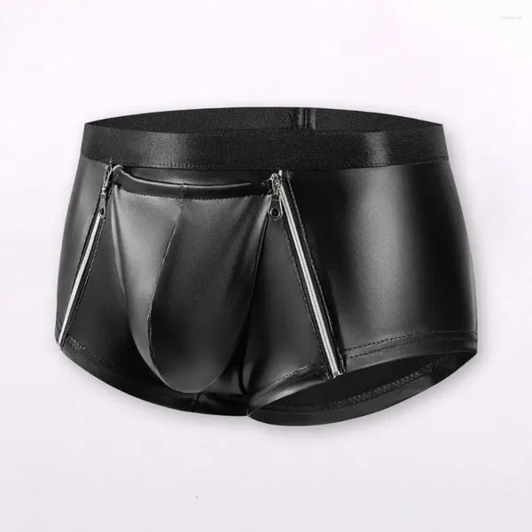Shorts pour hommes Hommes Slips Slim Fit Clubwear Sous-vêtements Double Zipper Sexy Mi-hauteur avec poche bombée pour un