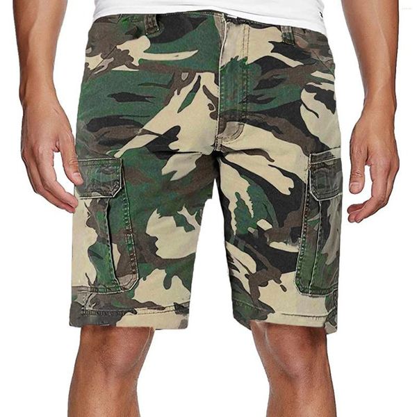 Short masculin Men Camouflage plusieurs poches Cargo Casual Summer Button Button Streetwear Pant Vêtements