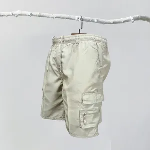 Heren shorts Men Cargo Drawring met multi ritsingzakken vaste kleur camouflage print ademende knie voor dagelijks