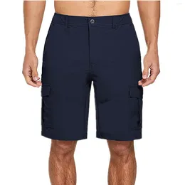 Shorts pour hommes Hommes Cargo Y2k Vintage Couleur unie Multi-poches Pantalon court droit Pantalon de sport classique Genou Troncs Casual Daily Wear