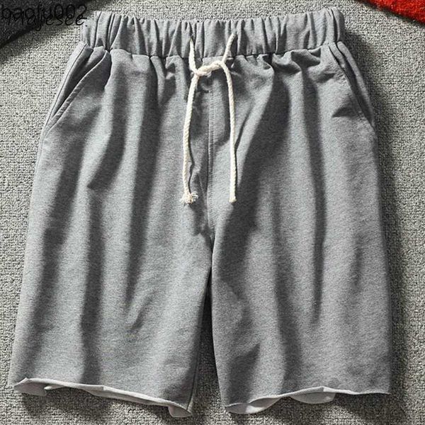 Hommes Shorts Hommes Shorts Décontractés Loisirs Solide Lâche Taille Élastique Été Respirant Grande Taille 5XL Harajuku Hommes Adolescents Chic Tendance Ulzzang Nouveau W0327