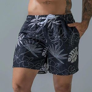 Shorts pour hommes Hommes Vêtements Mode Été Solide Couleur Imprimé Cordon Natation Courir Pantalon De Sport Sexy Culotte Brillant Noir Pour