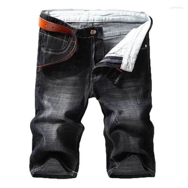 Shorts para hombres Menos de mezclilla 2023 Sección de estilo de verano Sección de hojalata Fuerza elástica Fit Slim Jeans Jeans Marfar Clotin Black Blue