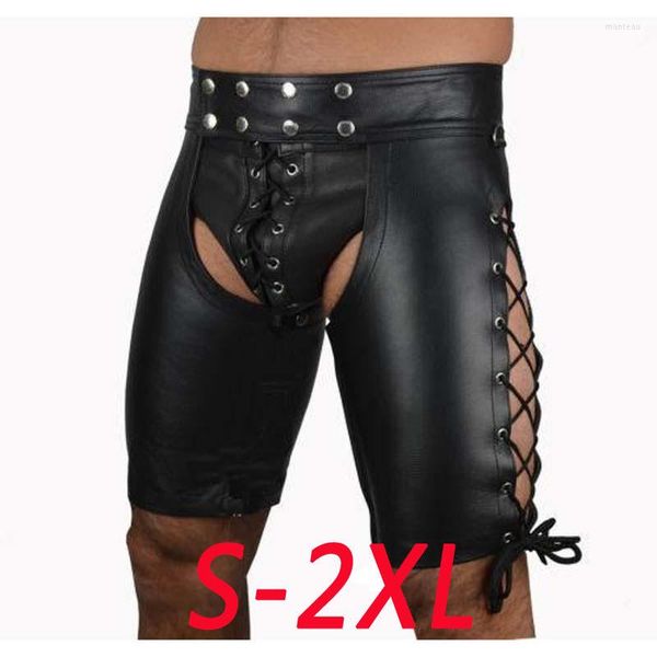 Shorts pour hommes Hommes Cordon Rivet Sous-vêtements Sexy Night Club Cuir Hommes Boxers Cuecas Masculina Underpant Ass Man Plus 336R