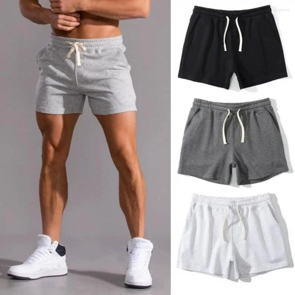 Short masculin Men de taille élastique sport d'été avec des poches côté cordon