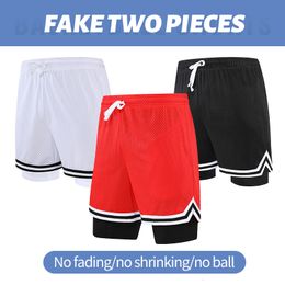 Pantalones cortos para hombre, dos pantalones cortos de baloncesto falsos de verano, pantalones cortos para correr de secado rápido, pantalones cortos de ejercicio de entrenamiento transpirables de talla grande 230714