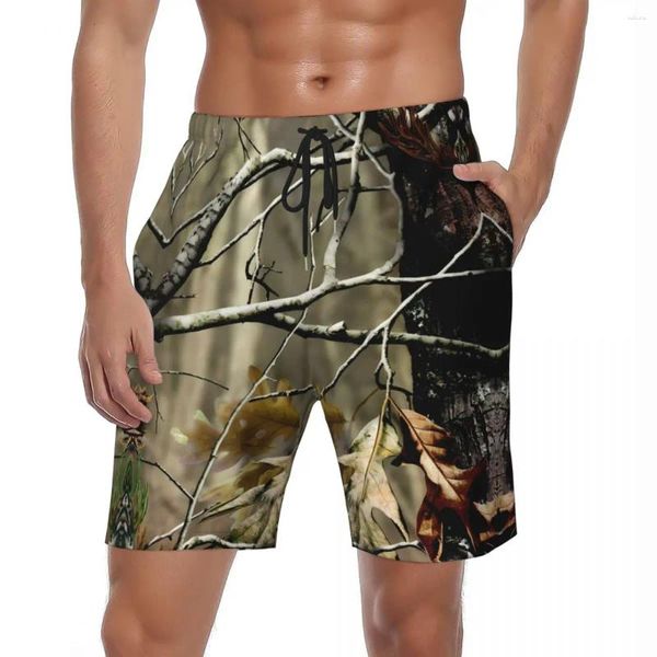 Shorts pour hommes Hommes Gym Noir et Blanc Paysage Hawaii Maillots de bain Nature Arbre Séchage rapide Sportswear Oversize Beach