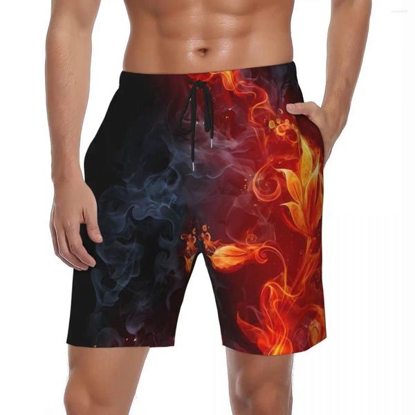 Shorts pour hommes Hommes Gym Coloré Fumée Flamme Mignon Hawaii Maillots De Bain Fleur Cool Séchage Rapide Courir Tendance Plus Taille Pantalon Court