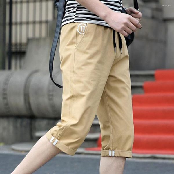 Shorts pour hommes hommes Style coréen taille élastique pantalon couleur unie à lacets droit pantacourt coupe décontractée cordon court