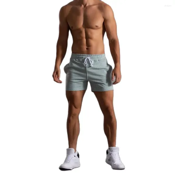 Shorts para hombres Hombres FIGO Rayas 2024 Moda de estilo europeo Pantalones cortos con bolsillos Masculino