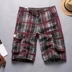 Heren shorts Men Multi Pocket Pants Fashion Checkered Print Vijfpunt Casual los passende kantoorwerk Streetpant