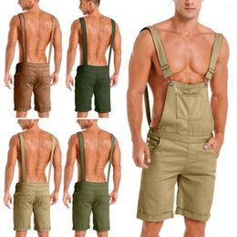 Shorts pour hommes Salopette pour hommes Plusieurs poches Sangle réglable Combinaisons vintage Lâche Cargo Romper Pantalon de sport décontracté Vêtements de travail