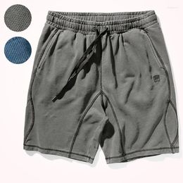 Heren shorts heren 2022 zomer casual los rechte retro puur katoen gewassen hoge gram breien terry trekkoord sporten