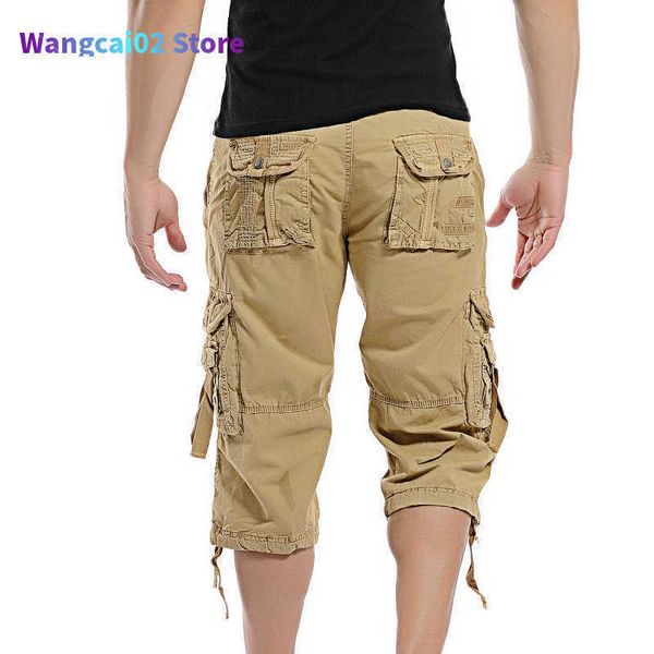 Cortos de hombres cortos para hombres Camuflaje de verano Cargo de algodón Cargo Pantalones cortos Homme sin cinturón Drop envío Longitud de ternero 022023H