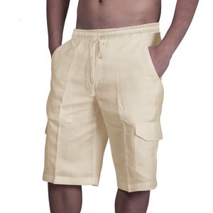 Shorts pour hommes Shorts pour hommes Mode casual hommes lâche plage porter shorts poche couleur unie lâche sport coton et lin shorts pantalons 230417