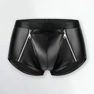 Heren shorts Men Sexy Double Double Zipper Underwear Elastic Mid-Rise Bulge Pouch Santies Smooth Matte Slim Fit Clubwear